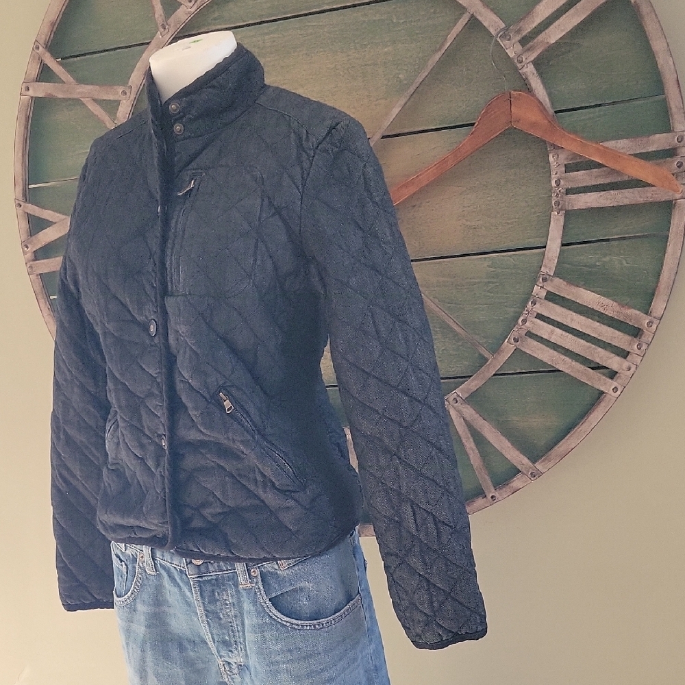 Ralph Lauren Vintage Black Denim Quilted Chore Jacket - Picture 4 of 14